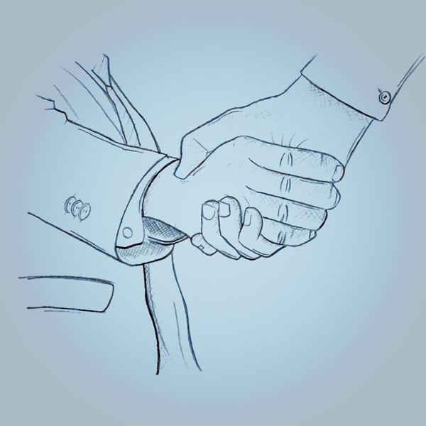 手绘商务会议握手