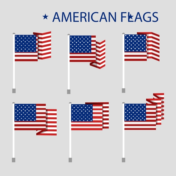 6款创意美国国旗矢量素材