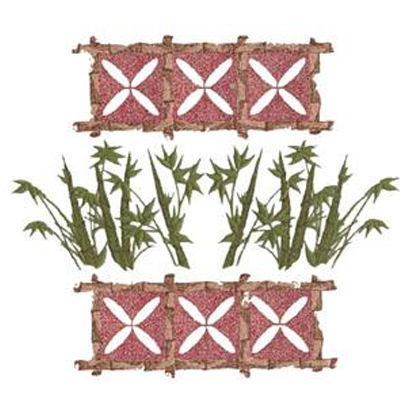 绣花植物花纹竹子栅栏免费素材