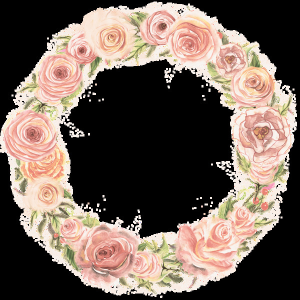 幸福玫瑰花花环透明装饰素材
