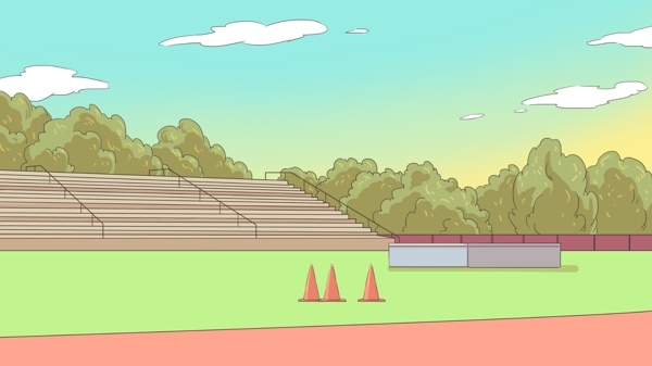 校园体育场卡通背景