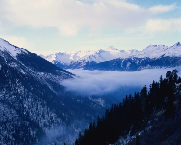 雪景山图片