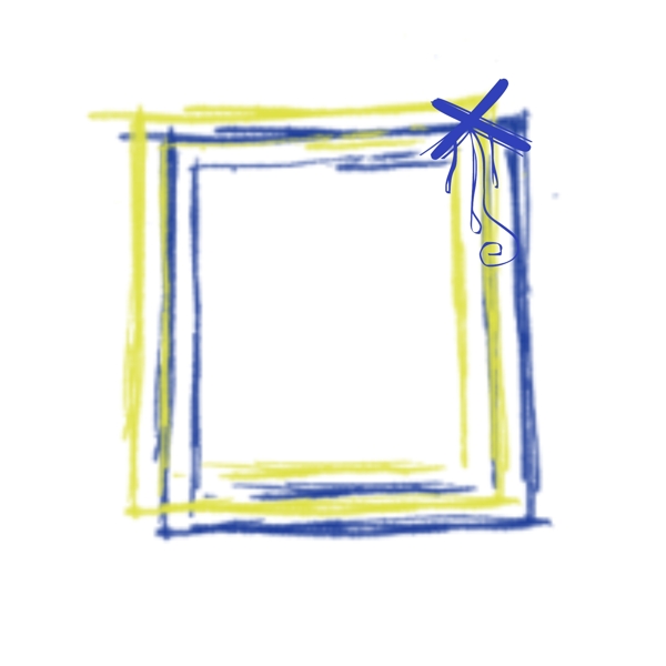 黄蓝重叠边框几何彩色元素