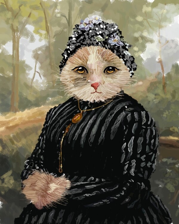 猫记印象油画人物