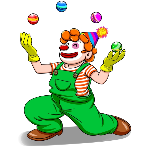 玩小球的卡通小丑愚人节可商用素材
