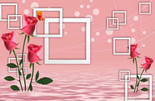 3D水中玫瑰