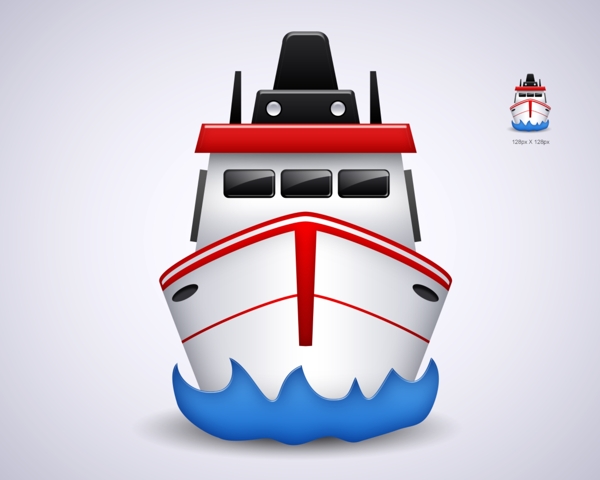交通轮船icon图标设计