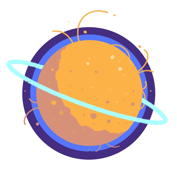 航天日旋转的行星插画