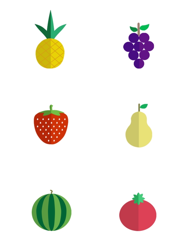 手绘扁平化水果图标元素