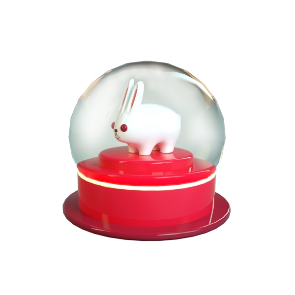 C4D水晶球里的兔子3D模型