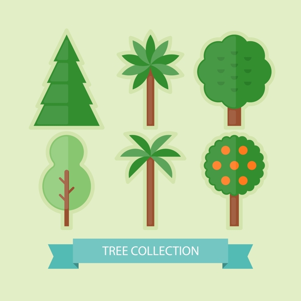 6款创意绿色树木矢量素材