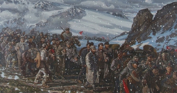 红军长征雪山背景素材