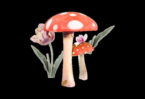 卡通蘑菇花朵png元素