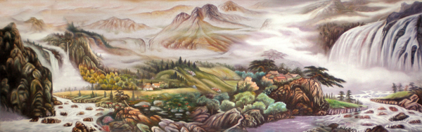 大气磅礴山水中堂风景油画