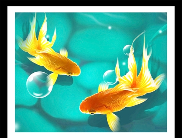 水底金鱼气泡装饰画