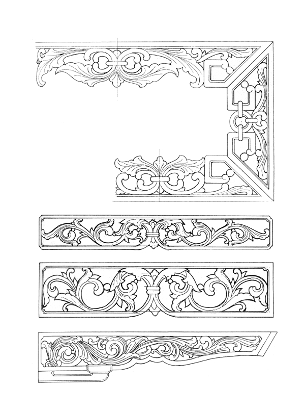 木雕家具建筑线稿图片素材122