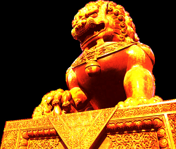 金色石狮子国庆元素