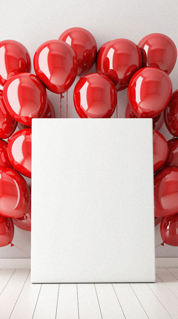 红色气球白纸H5背景素材