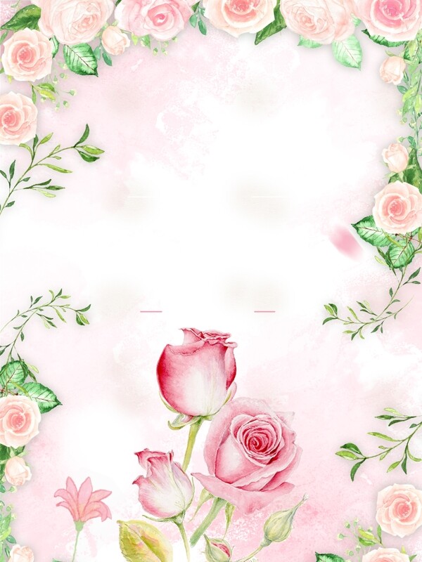 盛开粉色玫瑰花广告背景