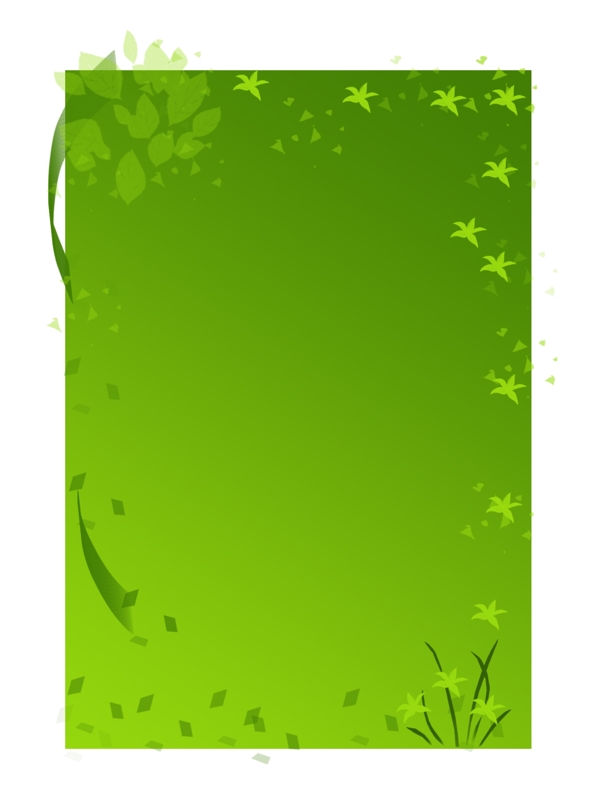 绿色树叶手绘边框