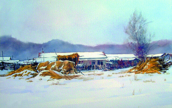乡村冬雪图片