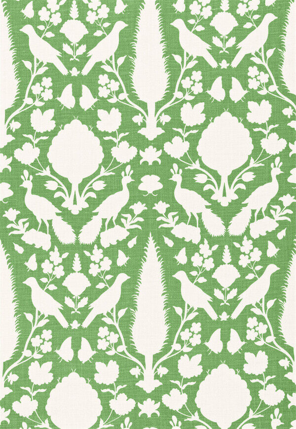 绿色花纹布艺壁纸图片