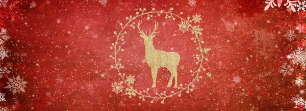 红色烫金圣诞节麋鹿贺卡邀请函背景