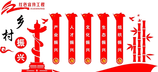 红色宣传工程乡村振兴文化墙