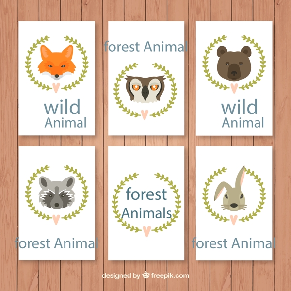 森林动物头像卡片图片
