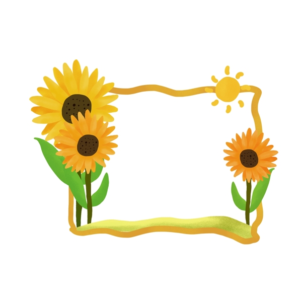 手绘植物边框向日葵边框