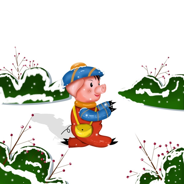 小猪放学下雪啦长场景元素设计