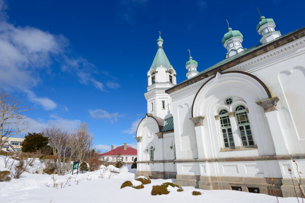 雪地教堂背景
