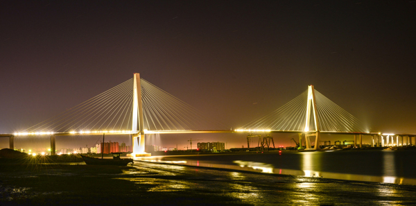 辽河大桥夜色图片