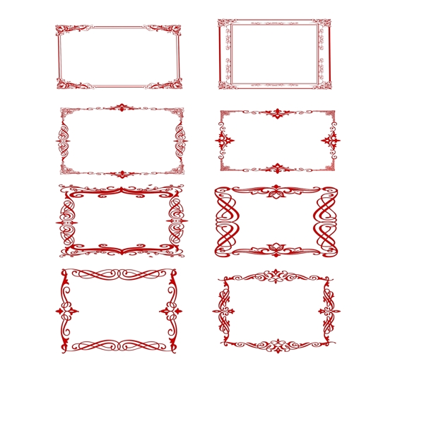 原创欧式边框套图红色可商用元素