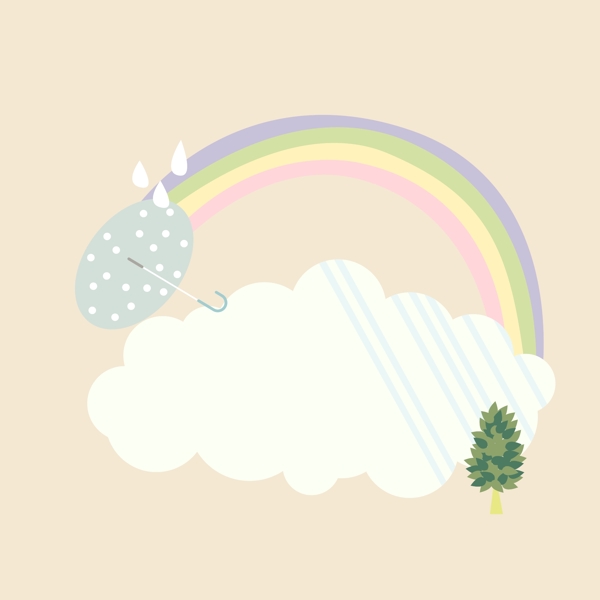印花矢量图可爱卡通卡通静物彩虹云朵免费素材