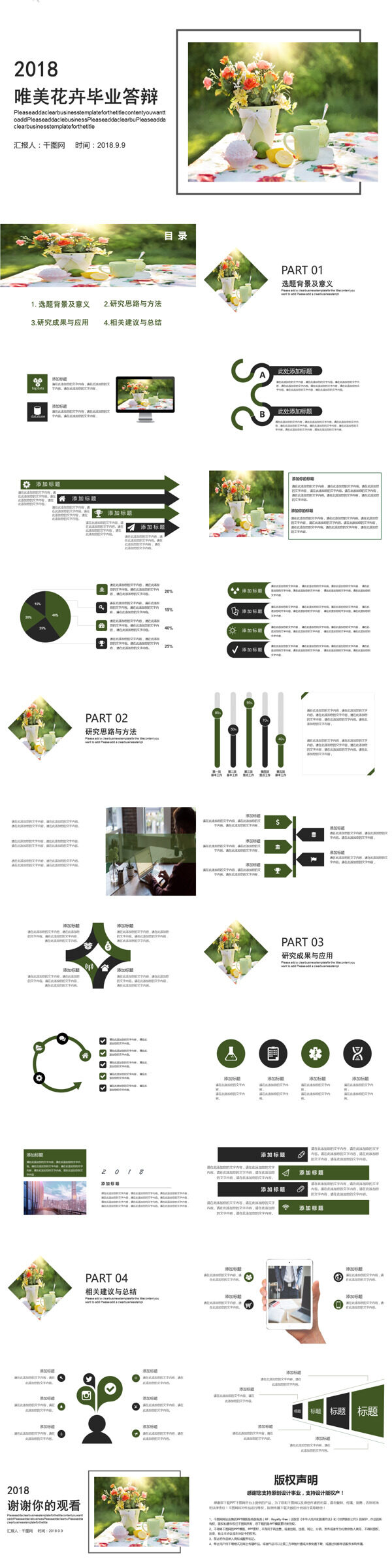 2018唯美花卉毕业答辩PPT