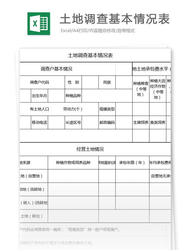 土地调查基本情况表格