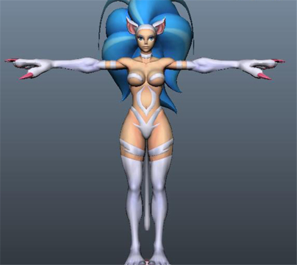妖姬蓝头发游戏模型