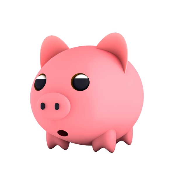 猪年元素立体3D粉色个性质感卡通小猪猪