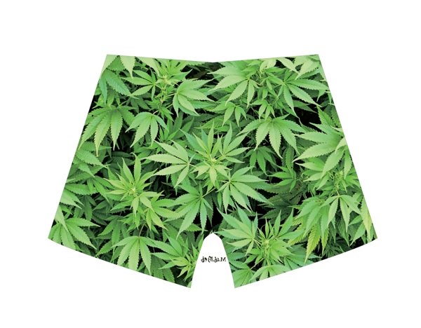 唯美绿叶沙滩裤印花图案设计