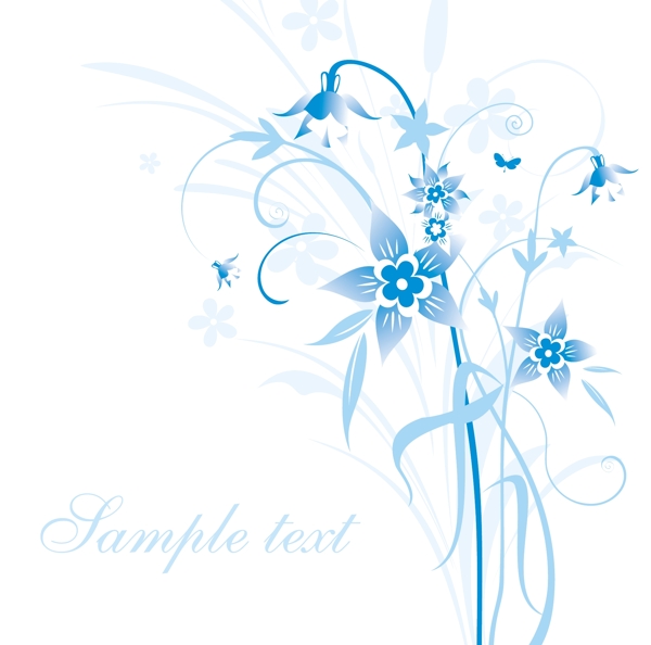简单的手绘花和蓝色文本背景矢量5简单的图案设计