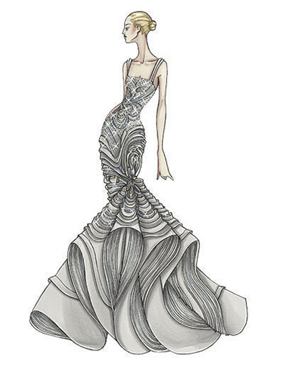 时尚婚纱长裙设计图
