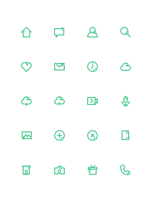 绿色清新线性线条常用APP图标icon