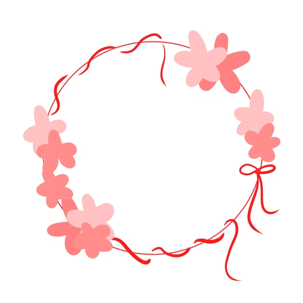 母亲节创意粉色花朵蝴蝶结边框