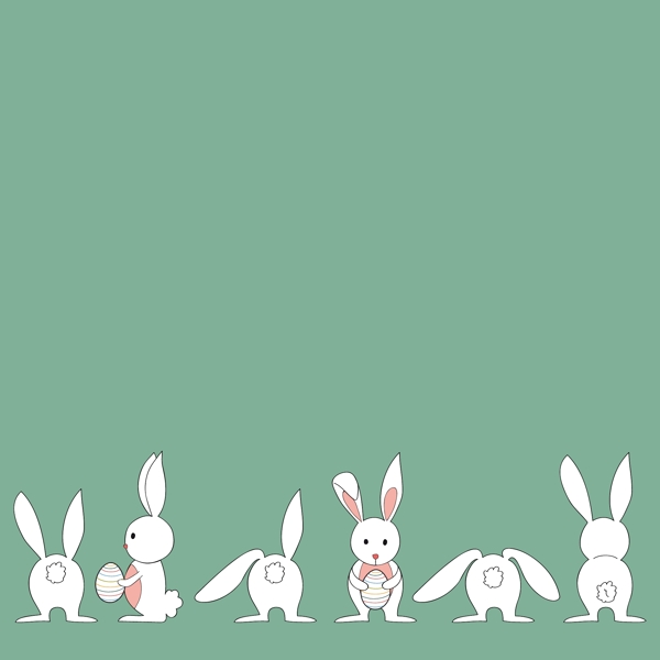 抱彩蛋的兔子简笔画矢量图
