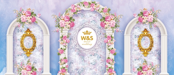 蓝色水彩婚礼主题WTPSDW264