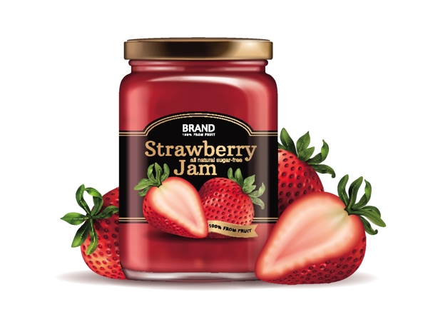 草莓罐头矢量素材下载