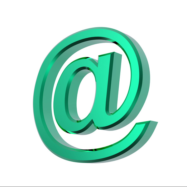 绿色标志孤立在白色的电子邮件