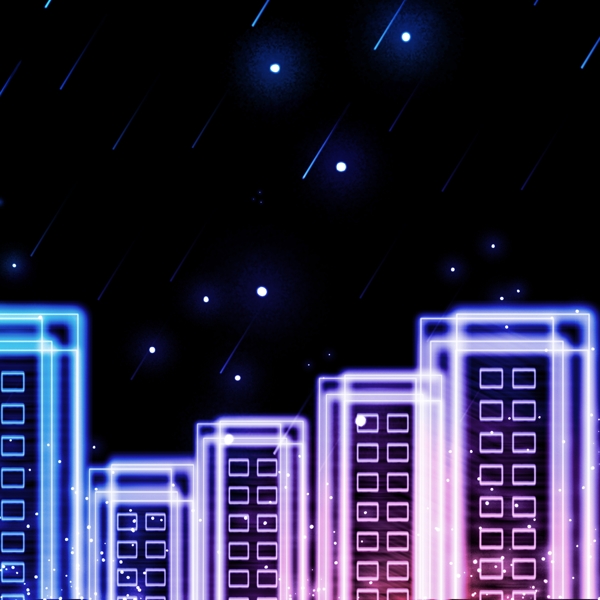 纯原创霓虹灯光科技蓝色渐变城市背景