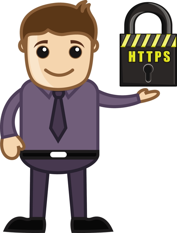 HTTPS安全网站卡通矢量图